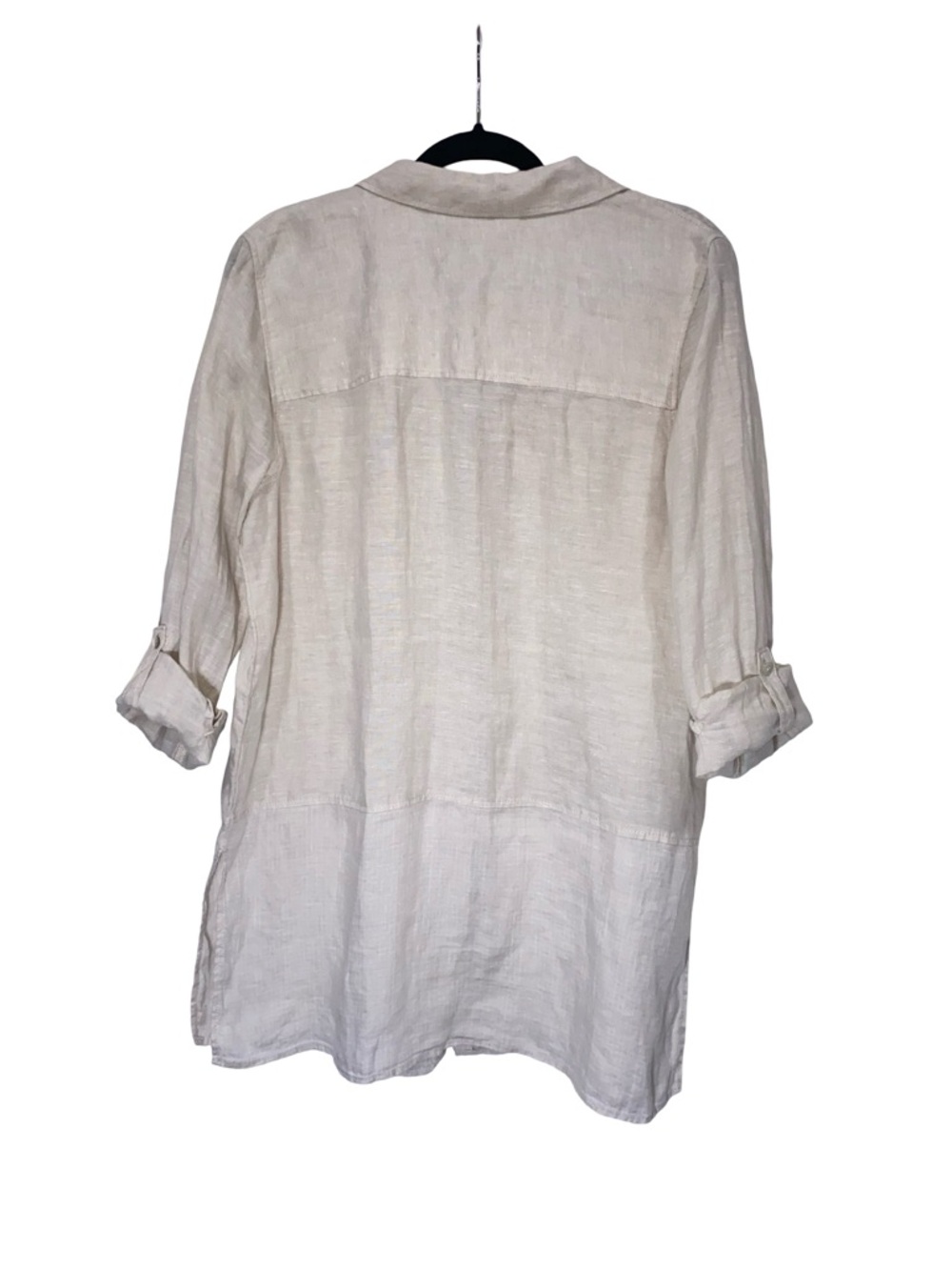 Tahari 100% Linen Button Down Shirt Cream Beige Neutral Size M — NWT - Picture 3 of 7
